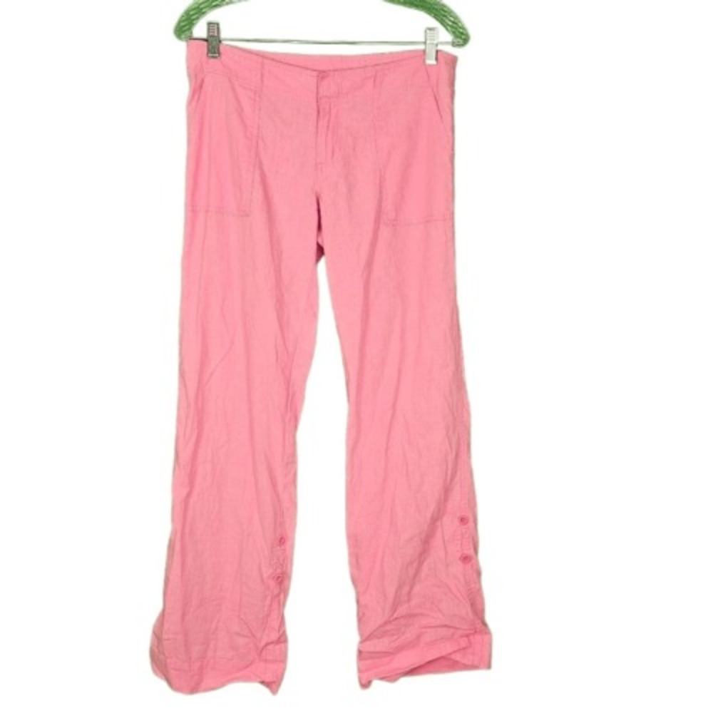 Lilly Pulitzer Womens Pink Linen Blend Roll Up Pants XS